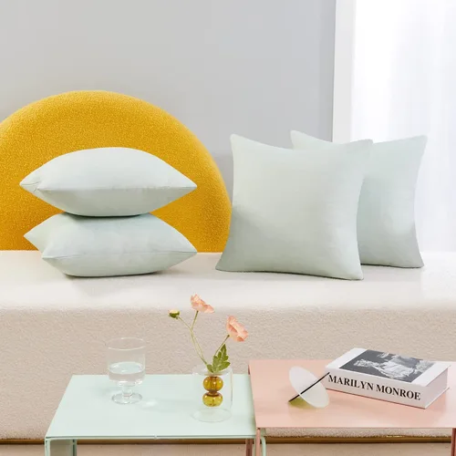 Vista 10 de Deconovo Juego de 2 fundas de almohada de pana suave con cremallera invisible, 16 x 16 pulgadas, color gris pardo, decoración del hogar para sofá