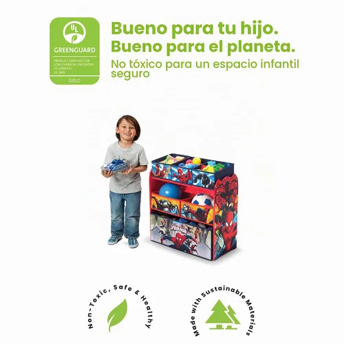 Vista 6 de Delta Children Cama de plástico para niños pequeños, Marvel Spider-Man y organizador de juguetes multicompartimiento, Marvel Spider-Man