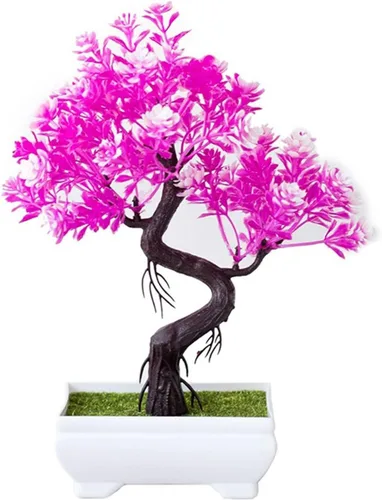 Vista 8 de HASMI Plantas falsas plantas artificiales, plantas de árbol bonsái, flores falsas, adornos en maceta para decoración del hogar, decoración de A-01