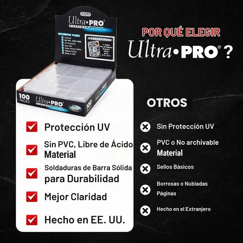 Vista 6 de Ultra Pro hojas de nueve bolsillos para tarjetas de colección - serie platinum (100 páginas)