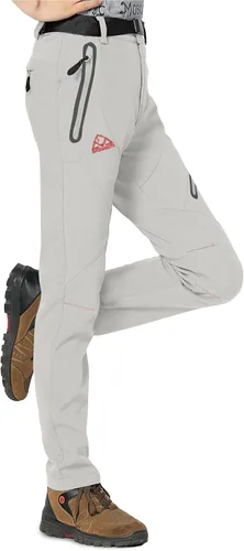 Vista 23 de Rdruko Pantalones de nieve para mujer, impermeables, aislados, con forro polar, térmico, para esquí, senderismo, pantalones de snowboard Verde