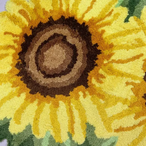 Vista 7 de USTIDE Tapete de área de girasol, tapete de flores amarillas, bonito tapete para baño y cocina, tapete hecho a mano, lavable, floral