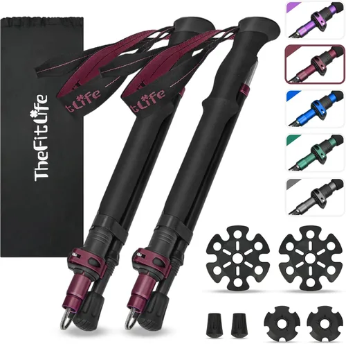 Vista 11 de TheFitLife Bastones de senderismo plegables para senderismo – Bastones plegables ligeros para hombres y mujeres con mango de espuma extra largo