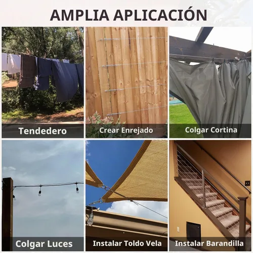 Vista 6 de COOLYARD Kit de accesorios para vela con cable de cable, cable de avión recubierto de vinilo de 48 pies (12 pies x 4), kit de colgar de 6 pulgadas