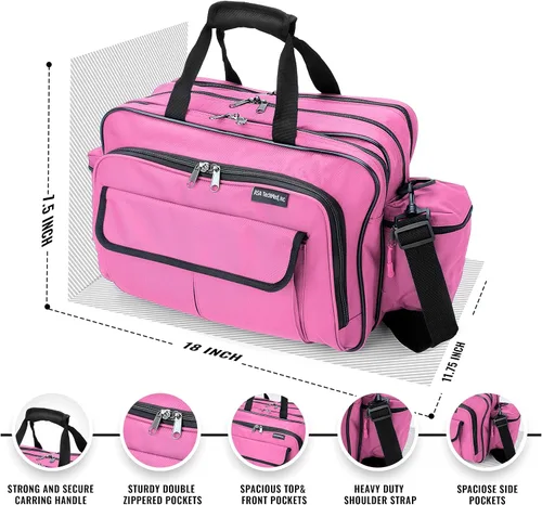 Vista 2 de ASA TECHMED Bolsa de viaje duradera para enfermera con suministros de enfermería, multibolsillos, nailon resistente, correa para el hombro