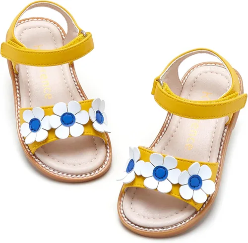 Vista 33 de Kiderence Sandalias de niña de las flores para niñas pequeñas, zapatos de Ck303 Oro