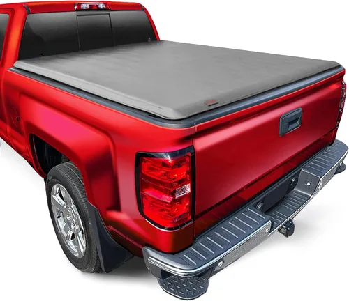 Vista 9 de MaxMate - Funda suave de cuatro pliegues para tonneau de camioneta, compatible con Chevy Silverado GMC Sierra 1500 2007-2013