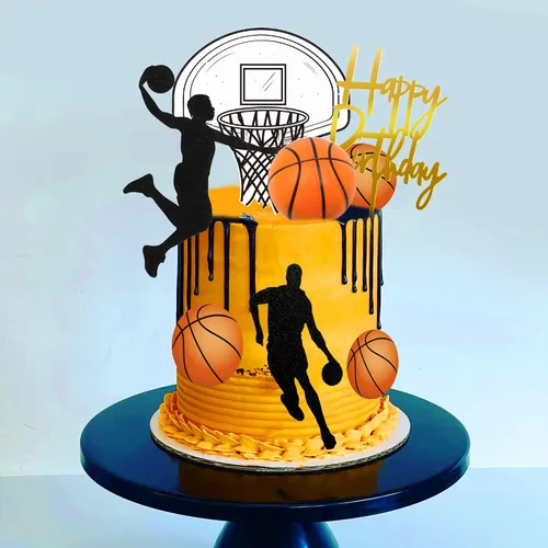 Vista 4 de 20 decoraciones para pasteles de baloncesto, decoraciones de pastel con temática de estrellas de baloncesto para decoración de pastel de cumpleaños