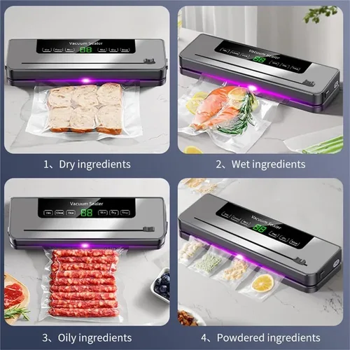 Vista 3 de Vacuum Sealer Machine, Electric Vacuum Sealer Built-in Cutter Kitchen Food Storage Seal Touch Button Dry/Wet Package for Food