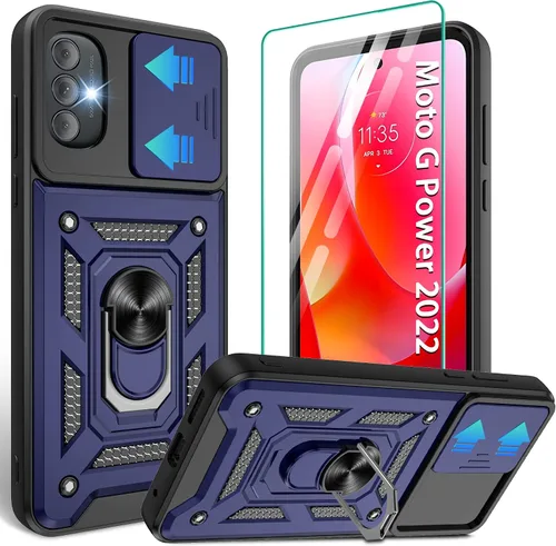 Vista 27 de Gritup Funda para Moto G Stylus 5G-2021 con cubierta deslizante para cámara 1 paquete de protectores de pantalla HD Soporte de metal giratorio