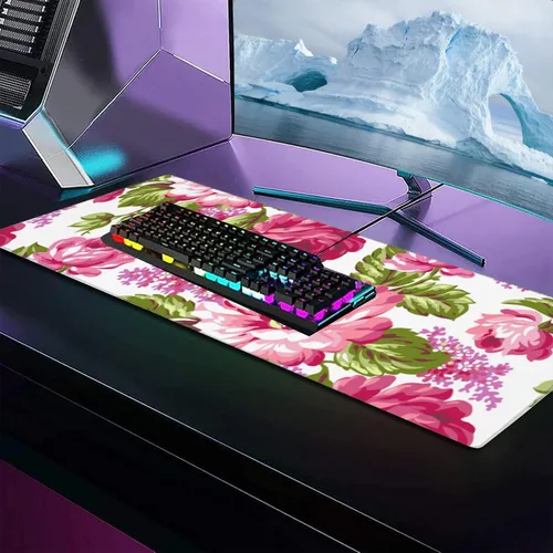 Vista 5 de Alfombrilla de escritorio grande para juegos de alienígena y ovni, alfombrilla de mouse antideslizante de goma colorida con hongos planeta estrella