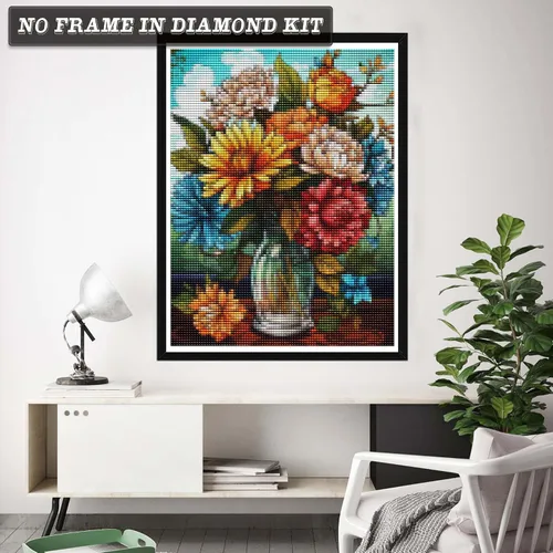Vista 3 de Wergund - Juego de pintura de diamantes para plantas de adultos, bordado de diamantes de imitación de cristal de taladro completo, punto de cruz