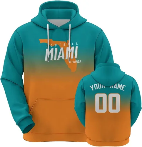 Vista 32 de Custom Football City Map Gradient Hoodies-Personalized Name Number Hooded Sweatshirts Football Fans Gifts for Men,Women,Youth