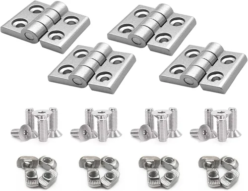 Vista 10 de 8 Conjuntos Perfiles de Extrusión de Aluminio Serie 10 Soportes de Esquina 1010 Conectores en L de Ángulo Recto de 90Grados con Tuercas y Pernos