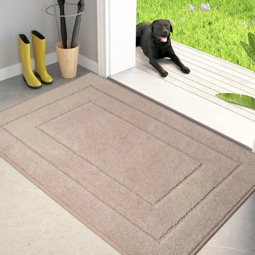 Vista 13 de PURRUGS Tapete para puerta que atrapa la suciedad, 20 x 31.5 pulgadas, antideslizante, lavable a máquina, tapete de entrada para perro, tapete
