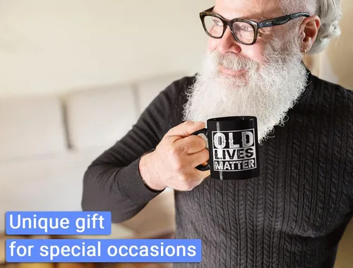 Vista 2 de Old Lives Matter - Taza de café de 11 onzas, regalo para hombres mayores, regalo para personas mayores, regalo divertido para abuelos mayores, Día