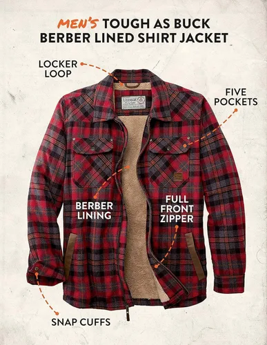 Vista 8 de Legendary Whitetails Men's Tough as Buck Sherpa Lined Flannel Shirt Jacket