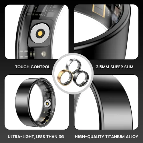 Vista 4 de Anillos de salud inteligentes para mujeres y hombres, rastreador de actividad con frecuencia cardíaca, oxígeno en sangre, HRV, monitor de sueño