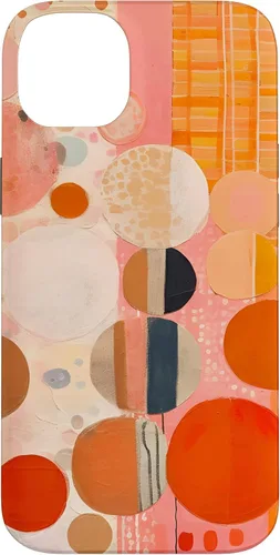 Vista 15 de iPhone 16 Abstract Boho Warm Orange and Pink Mid Century Modern Case
