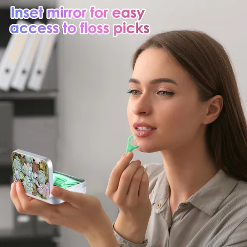 Vista 4 de Caja portátil de hilo dental Gerkia, fácil de almacenar palillos de hilo dental de varios tamaños, dispensador portátil de hilo dental es perfecto