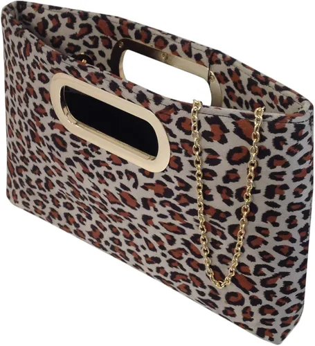 Vista 3 de JNB - Embrague de piel sintética con mango superior de leopardo pequeño