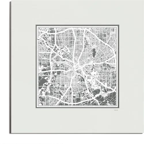 Vista 180 de O3 Design Studio San Diego, CA Paper Cut Map Matted Grey 20x20 in Paper Art