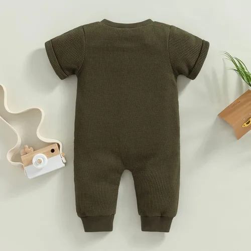 Vista 7 de Ynibbim Mameluco de invierno para recién nacido, para bebé, niño, niña, unisex, con capucha, ropa de gofre, de algodón, con botones