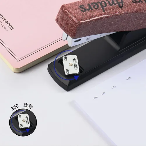 Vista 8 de OXYEFEI Linda engrapadora personalizada con purpurina, engrapadora para escritorio, grapadora para aula, oficina, sin grapa, regalo de Navidad, Verde