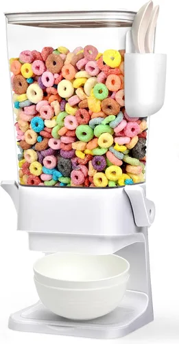 Vista 9 de Dispensador de cereales para encimera con cuencos y cucharas, contenedores de cereales para almacenamiento en despensa, organizador de aperitivos