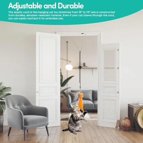Vista 5 de Juguetes interactivos para gatos para interiores aburridos para gatos adultos con ventosa, juguete para gatos, simulación de pájaros, juguetes