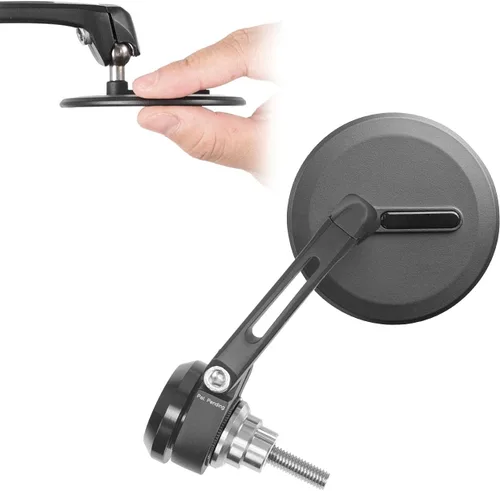 Vista 13 de KiWAV Espejos de extremo de barra de motocicleta Ojo Negro compatible con manillar roscado M6