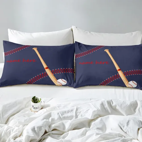 Vista 4 de Juego de ropa de cama de béisbol para niños y adolescentes, bates de béisbol, juego de cama europeo, para actividades de pasatiempo, softbol