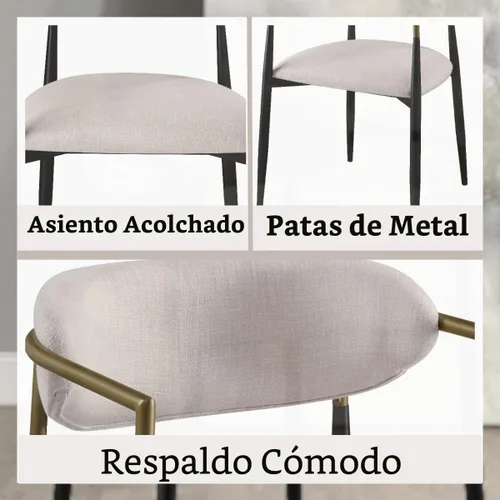 Vista 10 de Acme Jaramillo Barrel - Silla lateral en color beige y negro (juego de 2)