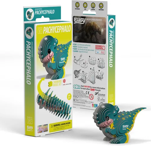 Vista 5 de Eugy Pachycephalosaurus - Rompecabezas 3D de dinosaurio – 27 piezas ecológico juguete educativo para niños, niñas y niños a partir de 6 años