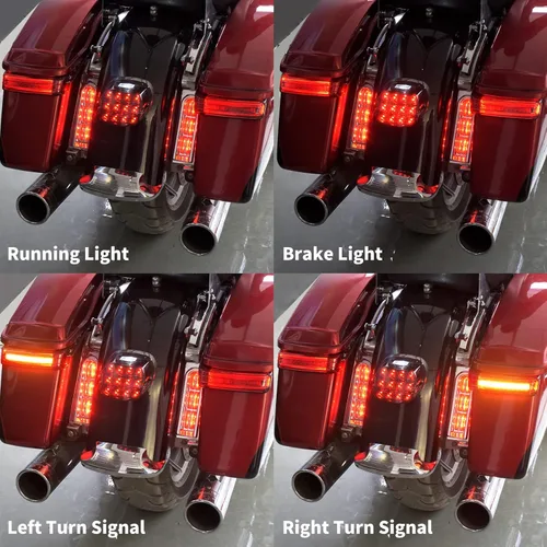 Vista 3 de Luces traseras de alforja para motocicleta, freno de marcha, lámpara LED de señal de giro apta para Harley Touring Street Glide Road Glide Road King