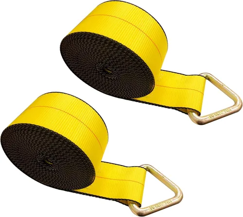Vista 26 de Mega Cargo Control 1 paquete de correas de cabrestante de anillo en D de 3 pulgadas x 30 pies, amarres negros resistentes para control de carga