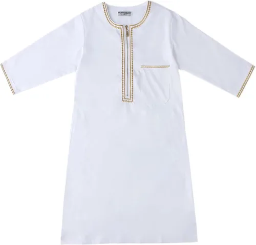 Vista 6 de Aomesinc Islamic Boys Jubba Thobe Saudi Arabia Islamic Clothing Fashion Boys Muslim Long Sleeves Kids Robe