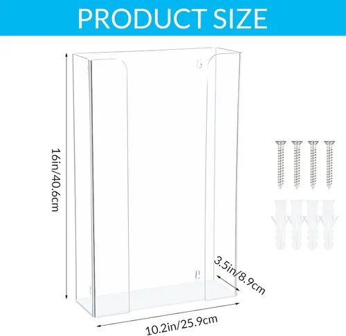 Vista 3 de 2 piezas de soporte de acrílico para guantera, dispensador de guantes para montaje en pared, dispensador de máscaras flotante de pared para guantes