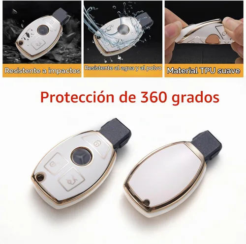 Vista 4 de Gematay Funda para llavero de Mercedes Benz con cordón, funda de TPU suave compatible con Mercedes Benz C E S M CLS CLK G Class Smart Key Holder