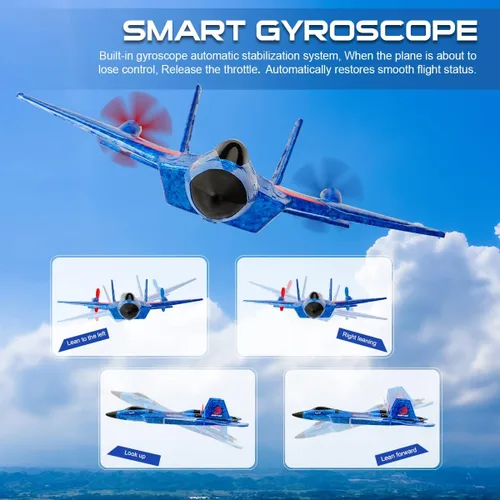 Vista 8 de Avión RC, avión RC F22 listo para volar, avión de control remoto de 2.4 GHz, avión de control remoto de 2 canales, juguete de aviones RC para niños
