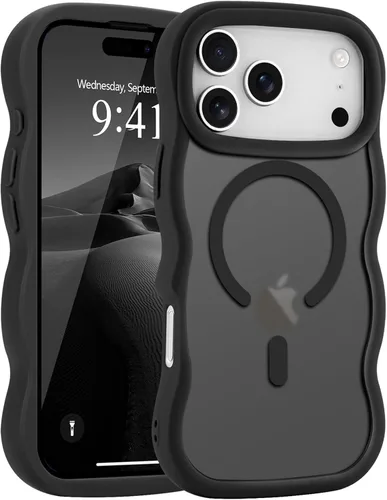 Vista 41 de Pepmune - Funda para iPhone 12 Pro Max con marco ondulado y estructura rígida, color mate claro, cubierta trasera unisex, compatible con Magsafe
