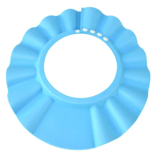 Vista 2 de Gorro de ducha suave y ajustable para bebé - Visera para la cabeza para lavar el cabello, protección para el baño - Gorro de baño para niños Azul