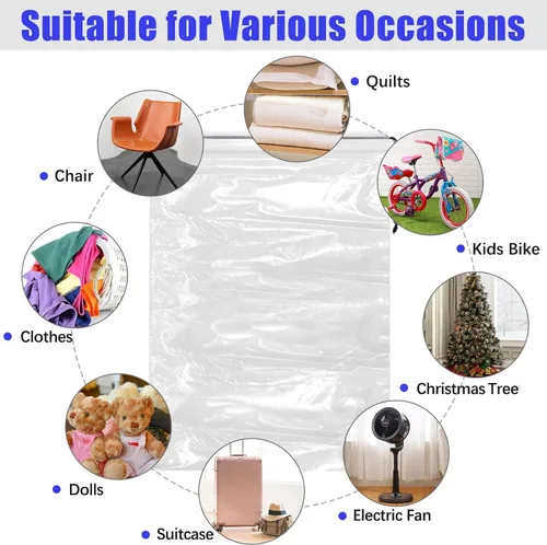 Vista 4 de Bolsas de plástico transparentes extragrandes con cordón de 157x79 cm, 3 paquetes (4 milímetros), bolsa de almacenamiento reutilizable a prueba