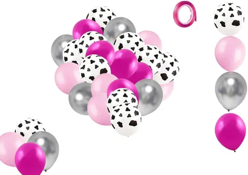 Vista 8 de Juego de globos con estampado de vaca, globos de látex rosa de 12 pulgadas para cumpleaños, despedida de soltera, despedida de soltera, decoración