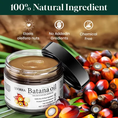 Vista 2 de Quorra Aceite de batana crudo para el crecimiento del cabello, 100% aceite orgánico natural para cabello natural grueso y fuerte, mascarilla