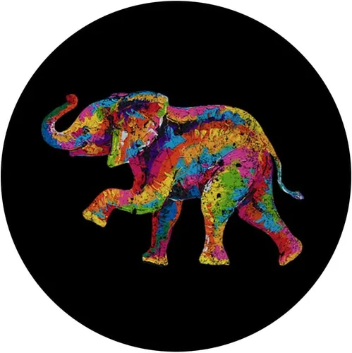 Vista 3 de Elefante de decoración de elefante con estampado de elefante en negro PopSockets intercambiable PopGrip