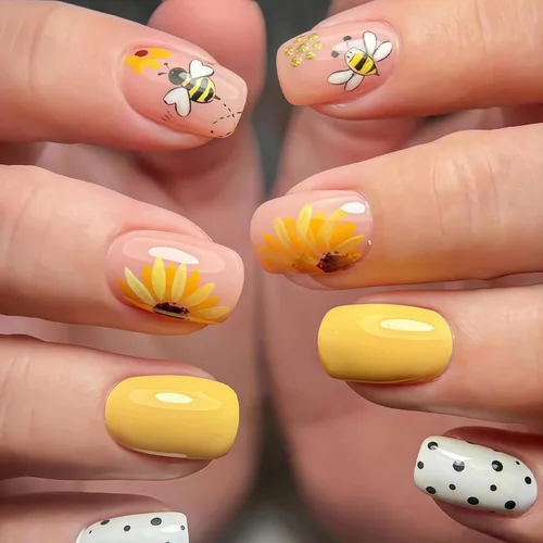 Vista 24 de MISUD Uñas Postizas Cortas Cuadradas - Uñas con Pegamento de Verano Colorido, Diseño de Arcoíris de Cocodrilo Acrílicas 24 piezas