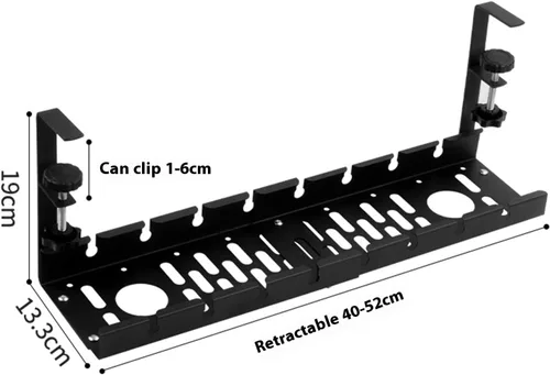 Vista 7 de Space Saving Under Desk Cable Tray Adjustable Length 15.75-20.47 Inches Holds 20lbs Not Drilling Required for Home Not Drill Cable Organizers
