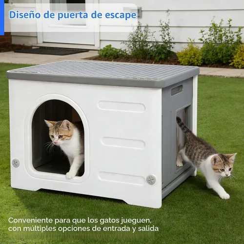 Vista 7 de Rockever - Casa para gatos HDPE con forro, impermeable, fácil de limpiar al aire libre