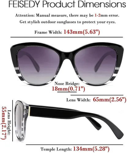 Vista 4 de FEISEDY Gafas de sol polarizadas vintage para mujer, estilo Jackie O Cat Eye B2451